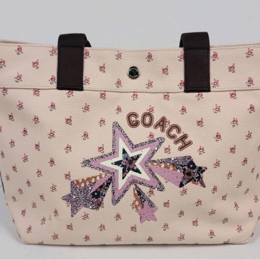 Coach Floral Ditsy Print Star Light Pink Canvas Tote Bag F55598